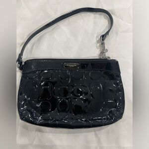 Coach black patent wristlet